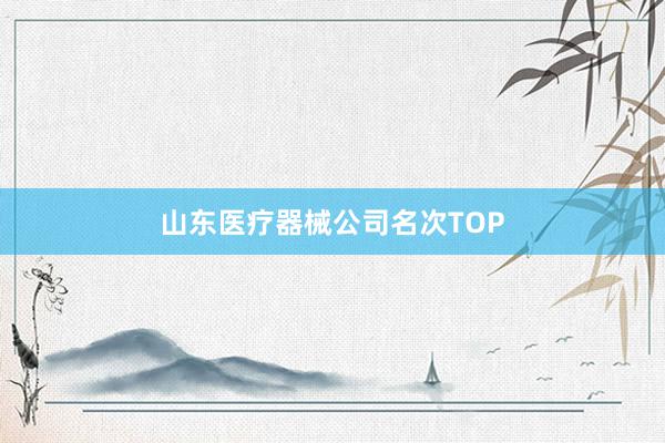 山东医疗器械公司名次TOP