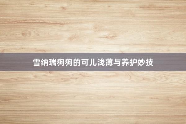 雪纳瑞狗狗的可儿浅薄与养护妙技