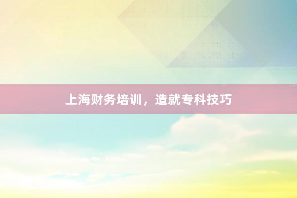 上海财务培训，造就专科技巧